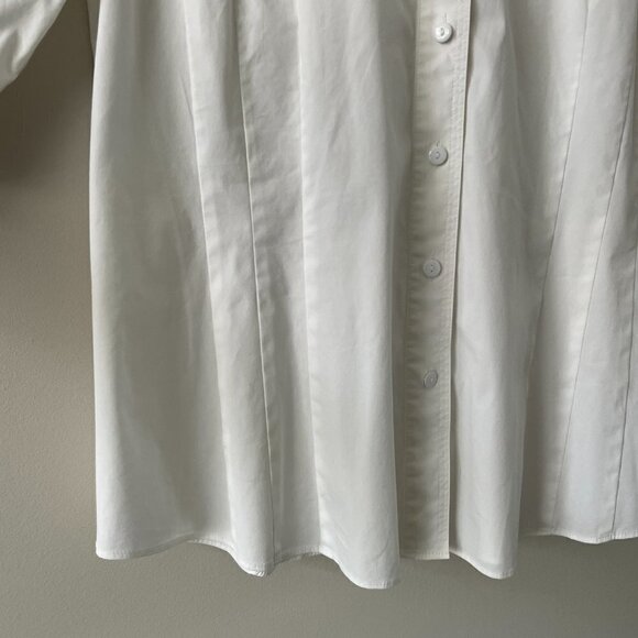 Lafayette 148 New York Button Up Shirt 3/4 Sleeve Collared Casual White 14 - Picture 7 of 8